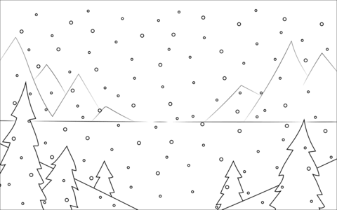 Winter mountain scene coloring page free printable coloring pages