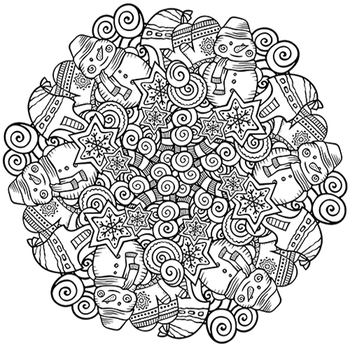 Winter fun mandala coloring book pages