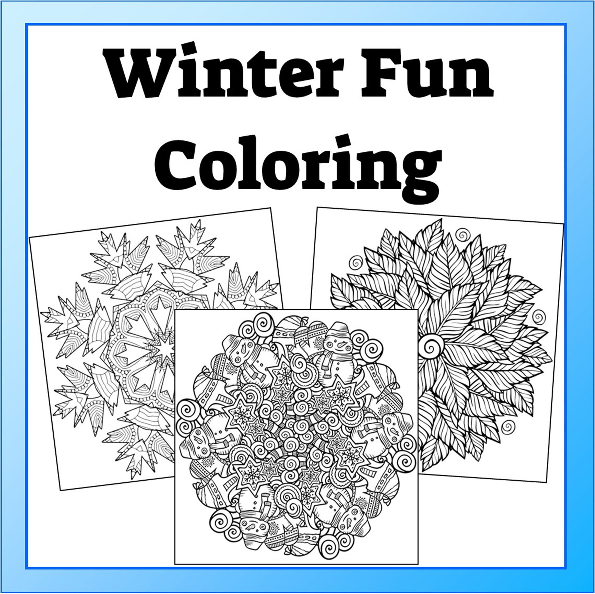 Winter fun mandala coloring book pages snowflakes and mandalas winter theme coloring sheets