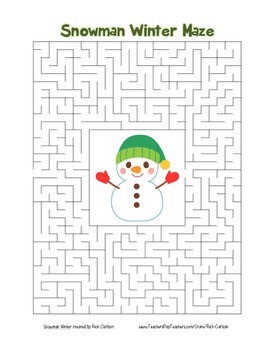 Snowman winterâ maze holiday fun color and black line tpt