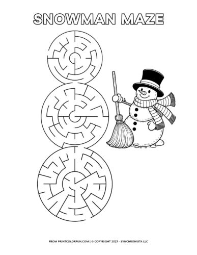 Cool snowman coloring pages plus snowman word search mazes to chill out with at