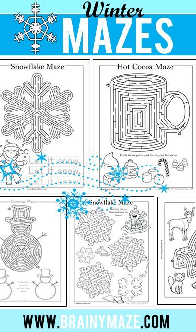 Free winter themed mazes and activity pages for kids snowma maze snowflakes hot chocolate igloo and moâ christmas school winter crafts for kids winter theme