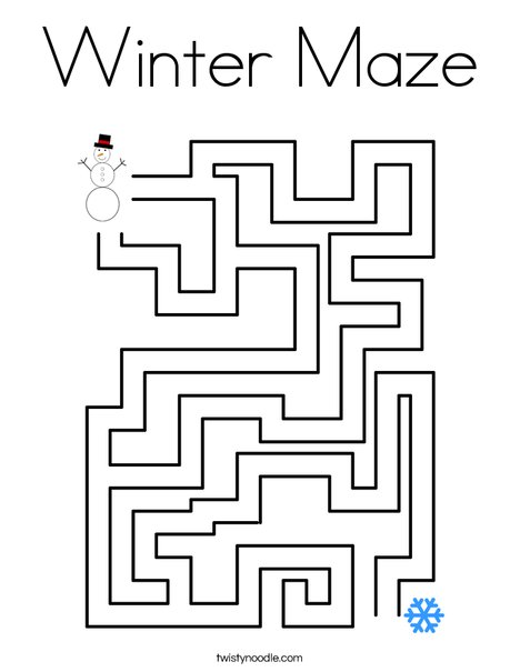 Winter maze coloring page