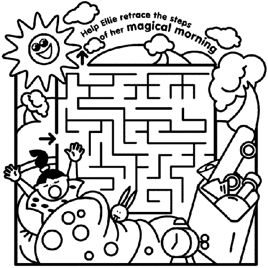 Ellie magical morning maze coloring page