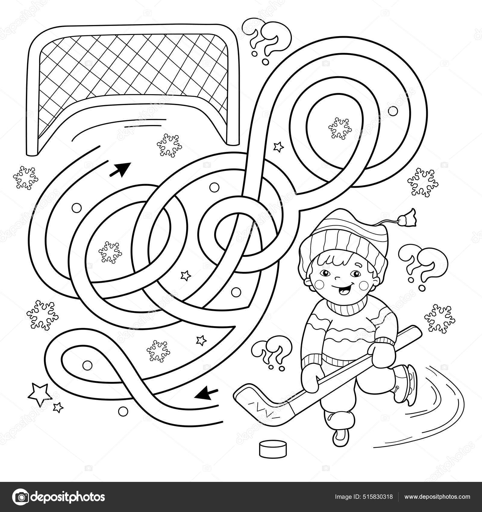 Maze labyrinth game puzzle tangled road coloring page outline cartoon stock vector by oleon