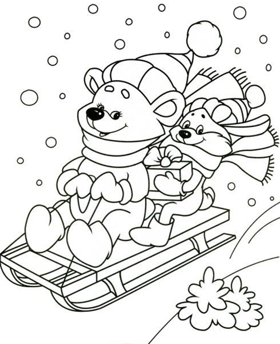 Free easy to print winter coloring pages