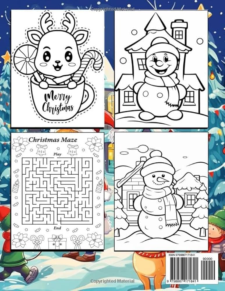 Winter wonderland christmas activity book for kids a fun kids christmas theme learning activity book with logic puzzles coloring pages word searches mazes games activities book for kids snowydesign books