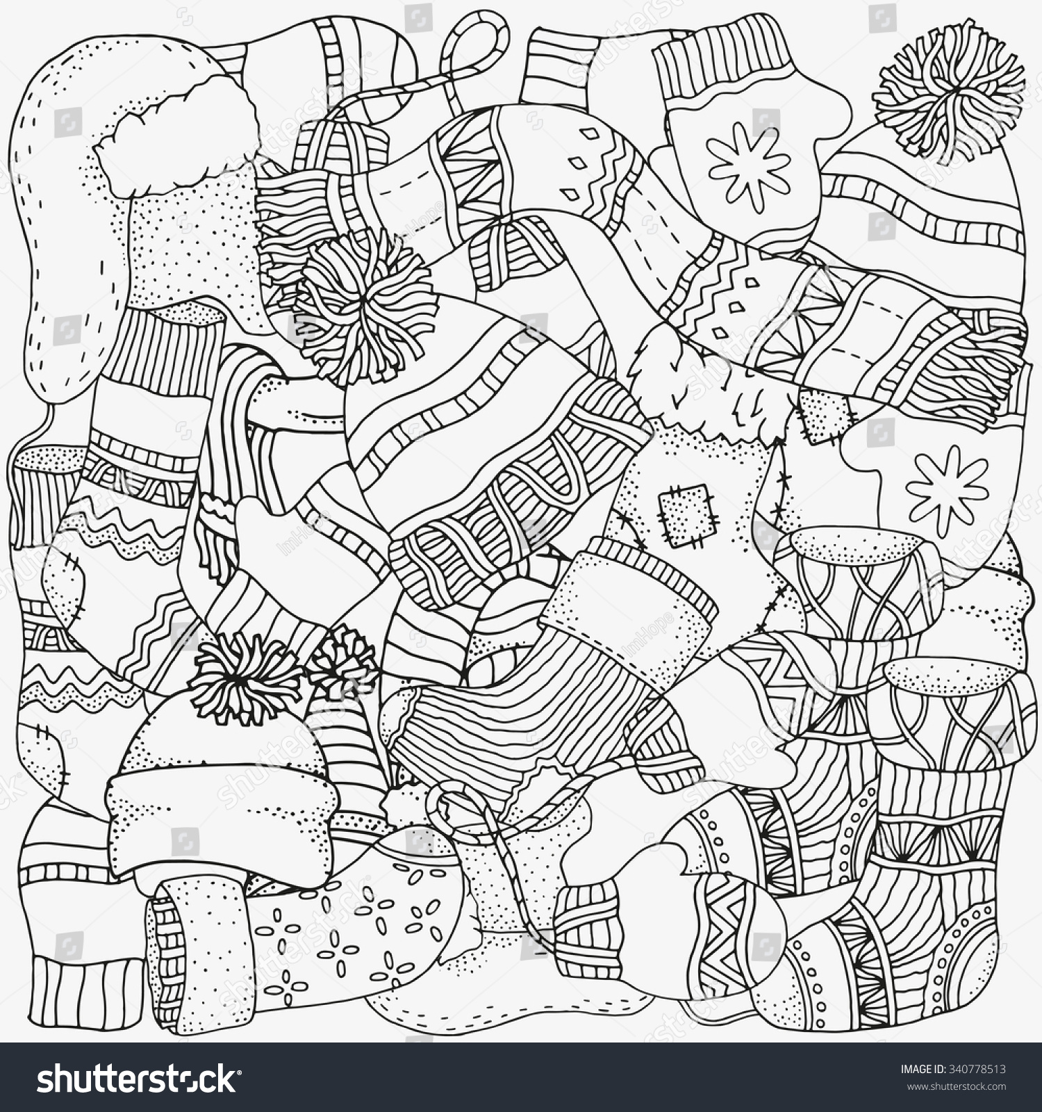 Hakuun pattern coloring book winter sketches warm liittyvã vektorikuva rojaltivapaa