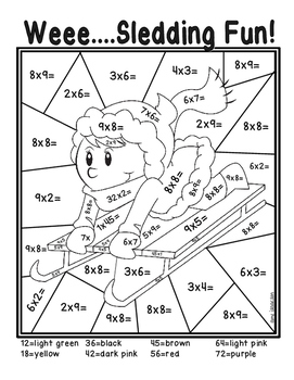 Winter multiplication color by number by amy isaacson tpt