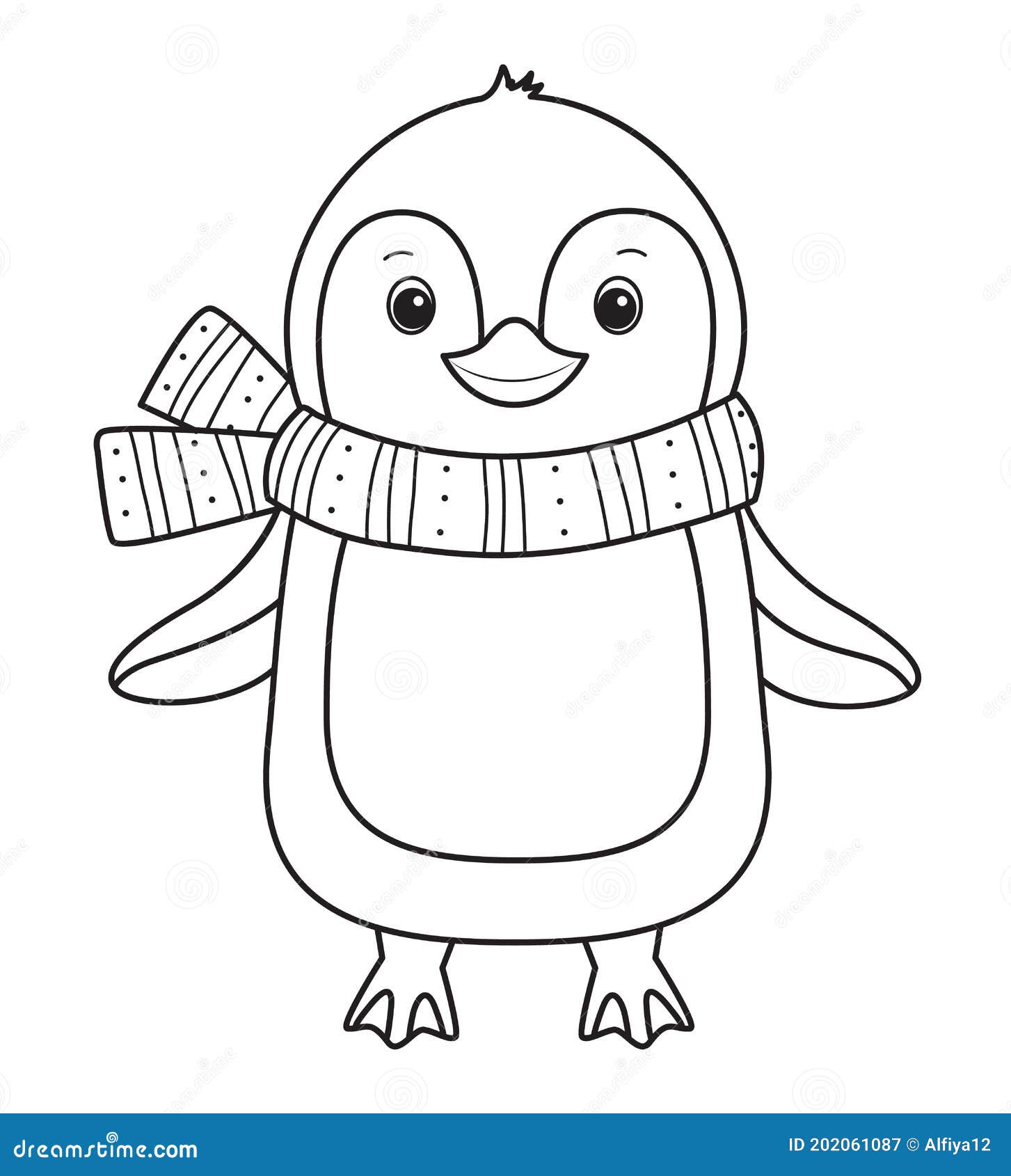 Penguin for coloring bookline art design for kids coloring page stock vector