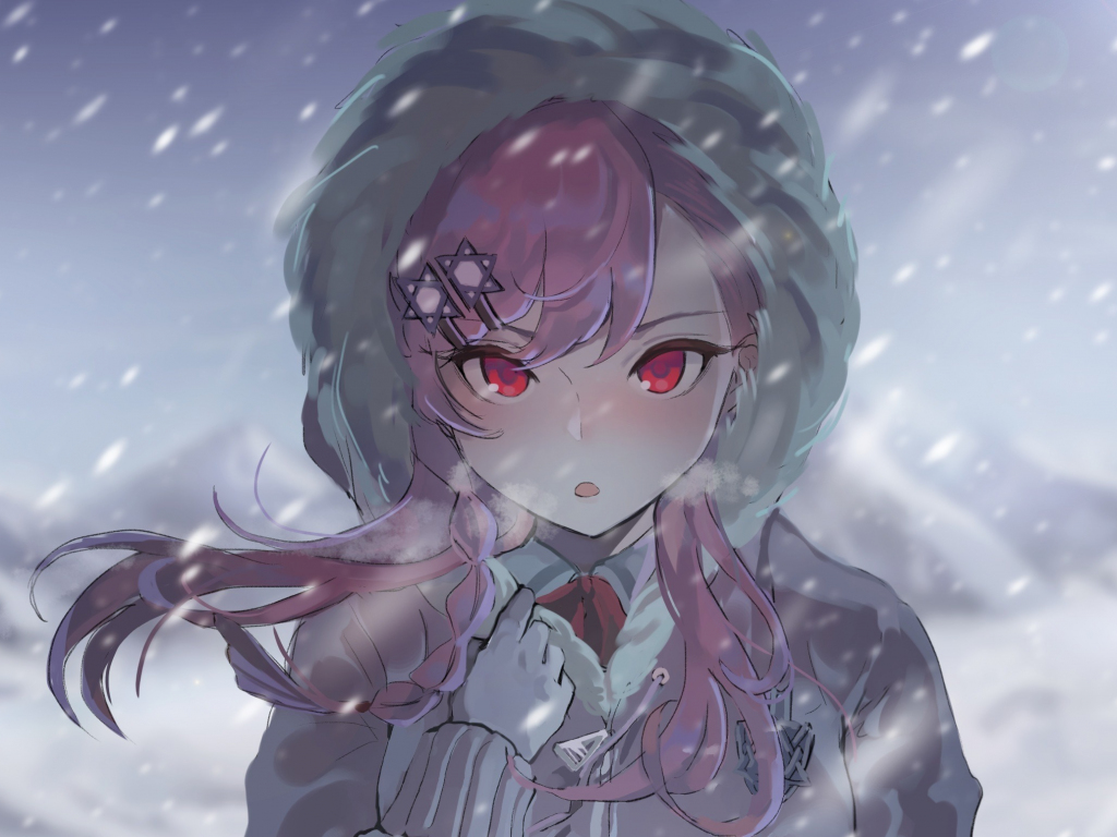 Wallpaper pink hair anime girl anime outdoor winter desktop wallpaper hd image picture background a