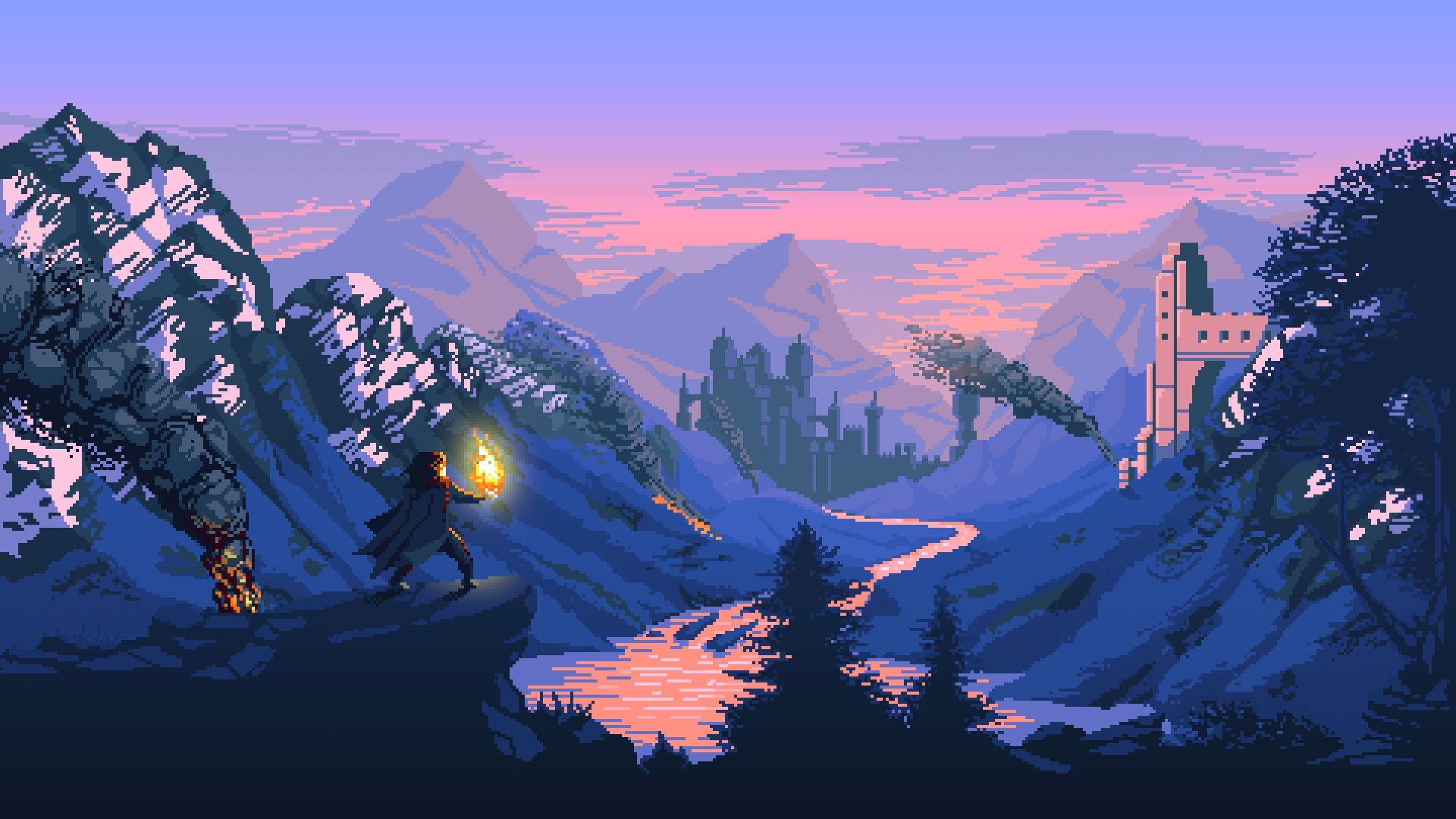 Winter pixel art wallpapers