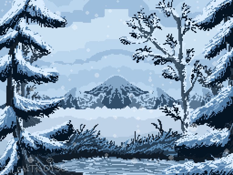 Silentnoise ðâ ï on its getting chilly landscape pixelart winterscene snowart bobross pixaki snow pixellandscape pixelartist artistson ãããçµµ httpstcodscsmmq