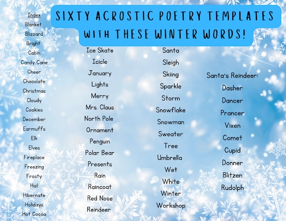 Winter christmas acrostic poetry download now