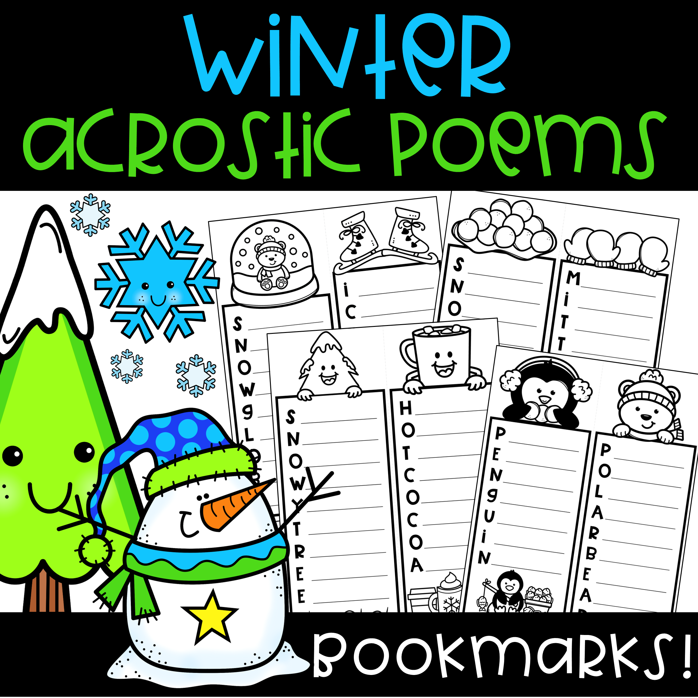 Winter acrostic poem bookmark winter creative writing winter poetry made by teachers