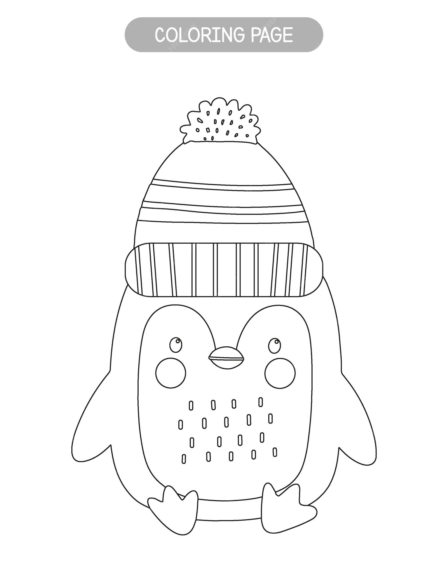 Premium vector penguin coloring page for kids cute winter penguin coloring worksheet for preschool and kinder