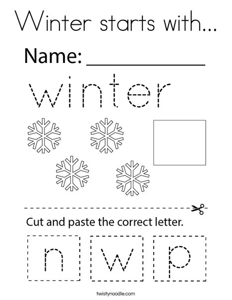 Winter starts with coloring page