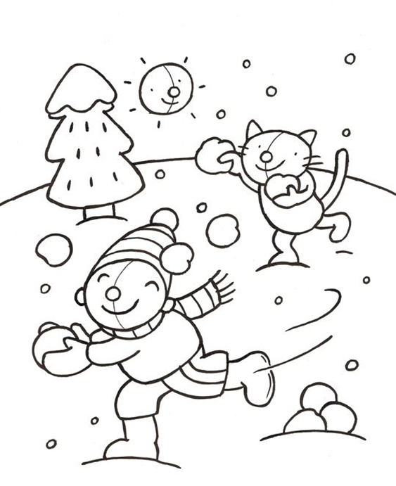 Free easy to print winter coloring pages