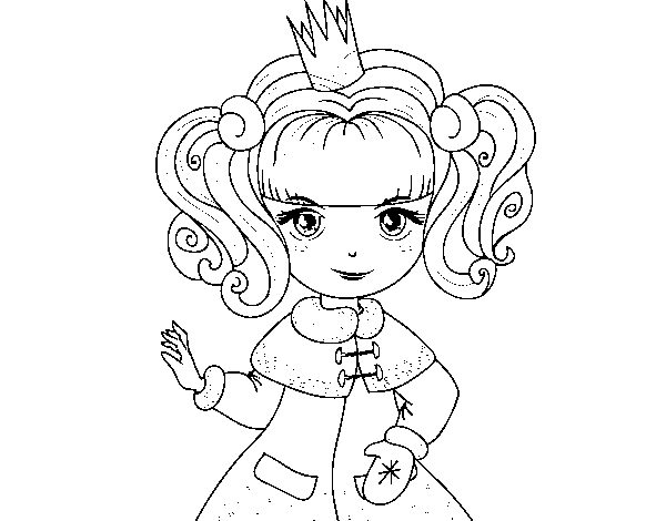 Winter princess coloring page