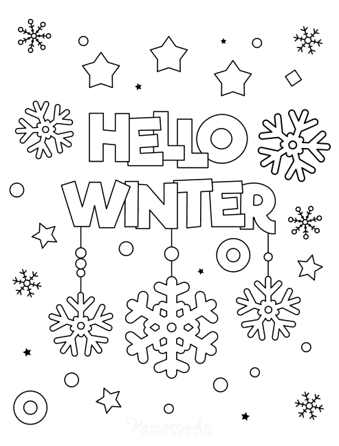 Free winter coloring pages for kids adults