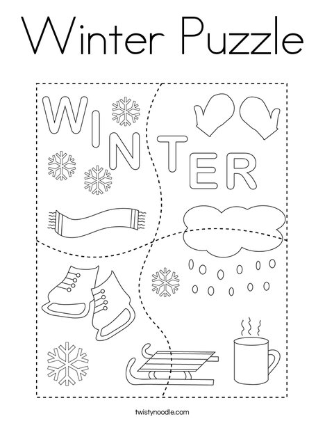 Winter puzzle coloring page