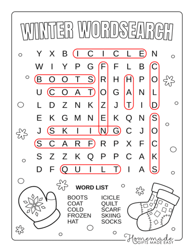 Best free printable winter word search puzzles for kids