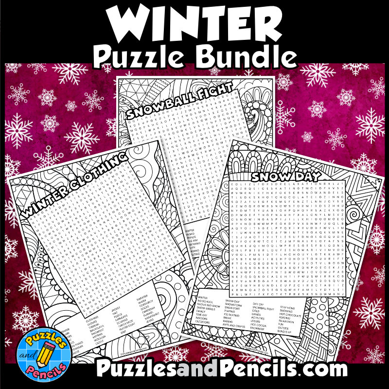 Winter word search activity page bundle winter puzzles made by teachers