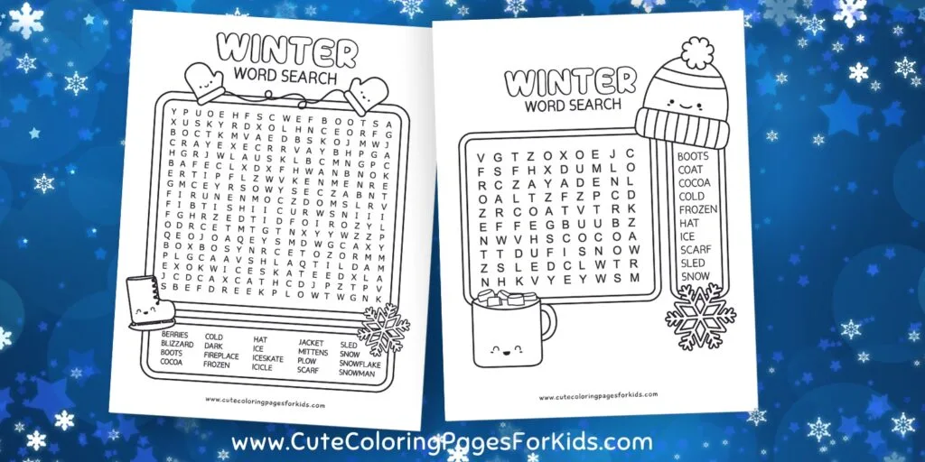 Winter word search free printable activity for kids