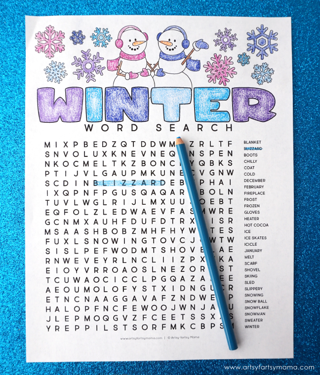 Free printable winter word search coloring page artsy