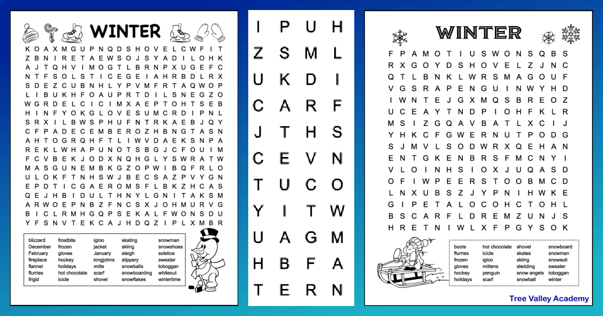 Free winter word searches for kids