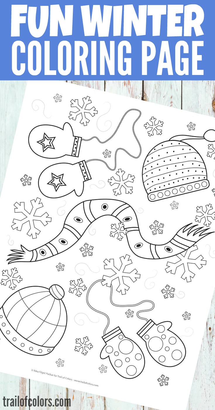 Free printable winter coloring page for kids