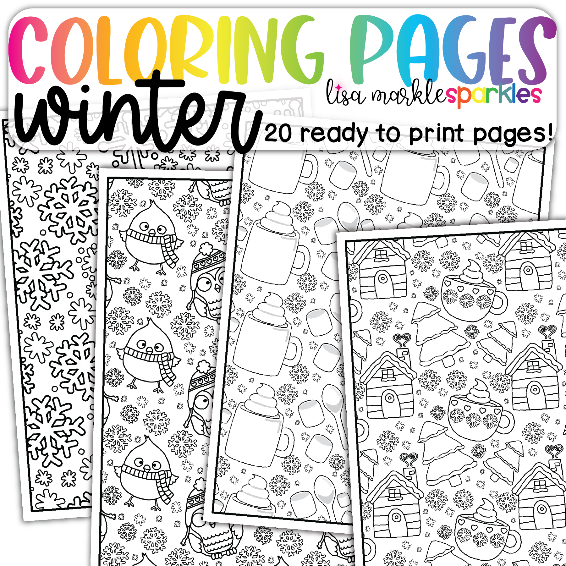 Winter coloring pages for kids and adults