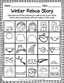 Winter rebus story free first grade writing kindergarten writing winter writing