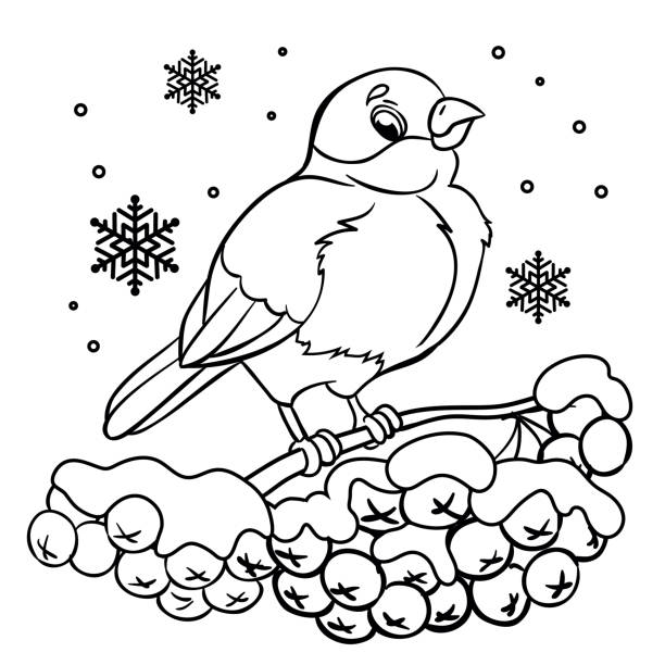 Winter scene coloring page stock photos pictures royalty