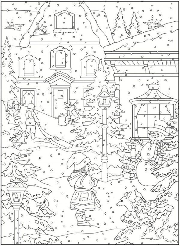 Winter scene coloring pages unicorn coloring pages coloring pages winter christmas coloring pages