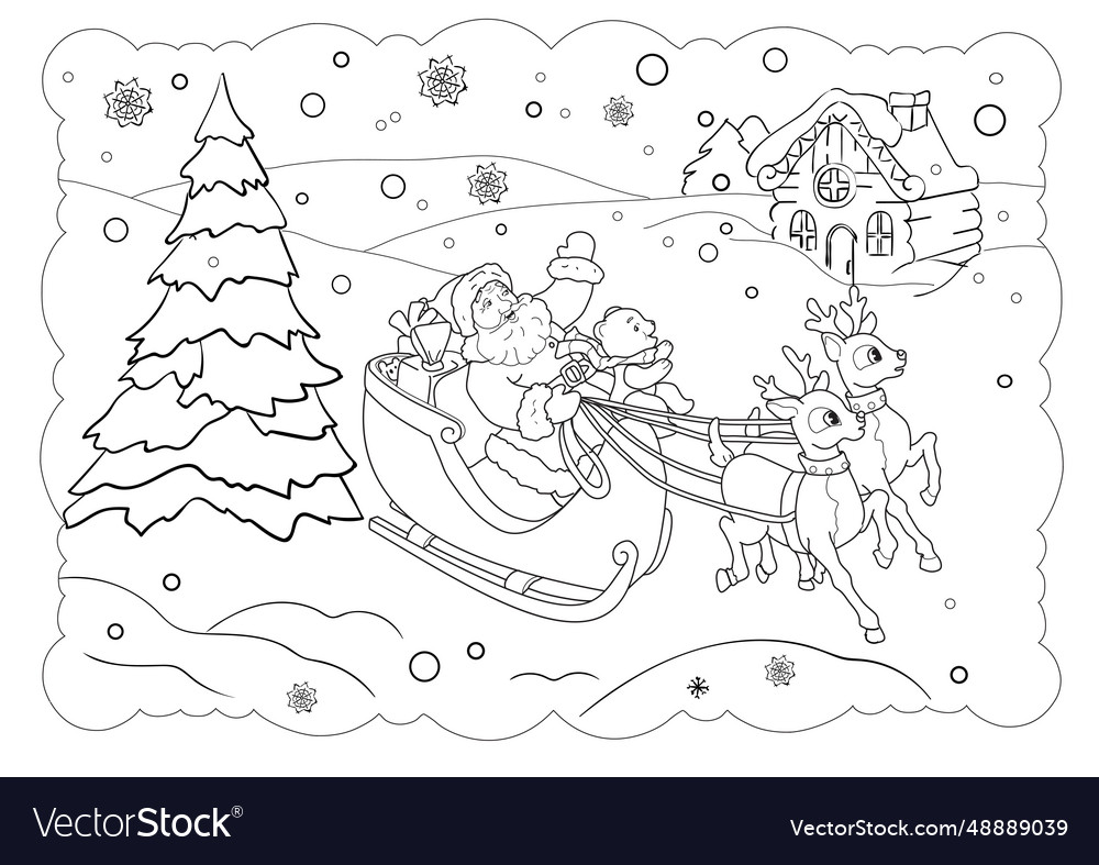 Printable winter scene coloring pages royalty free vector