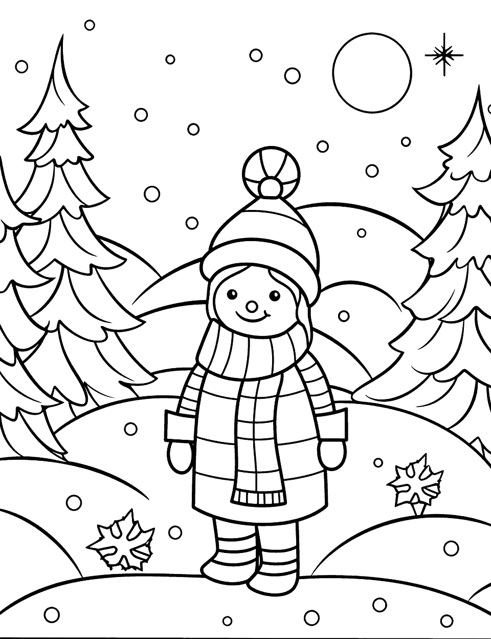 Winter coloring pages free printable sheets