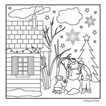 Winter scenes coloring pages printable by nadine staaf tpt