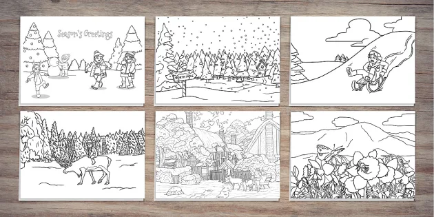 Winter landscape louring card pack party