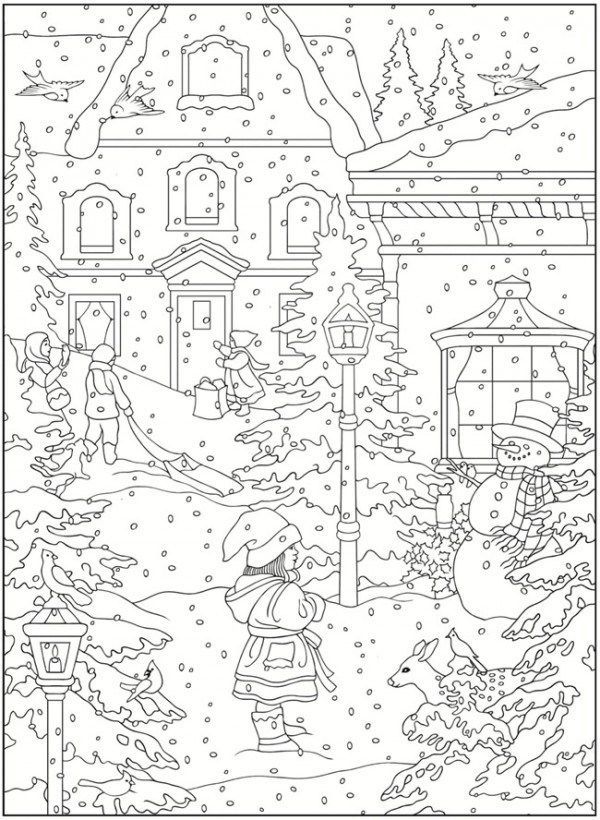 Winter scene coloring pages unicorn coloring pages coloring pages winter christmas coloring pages