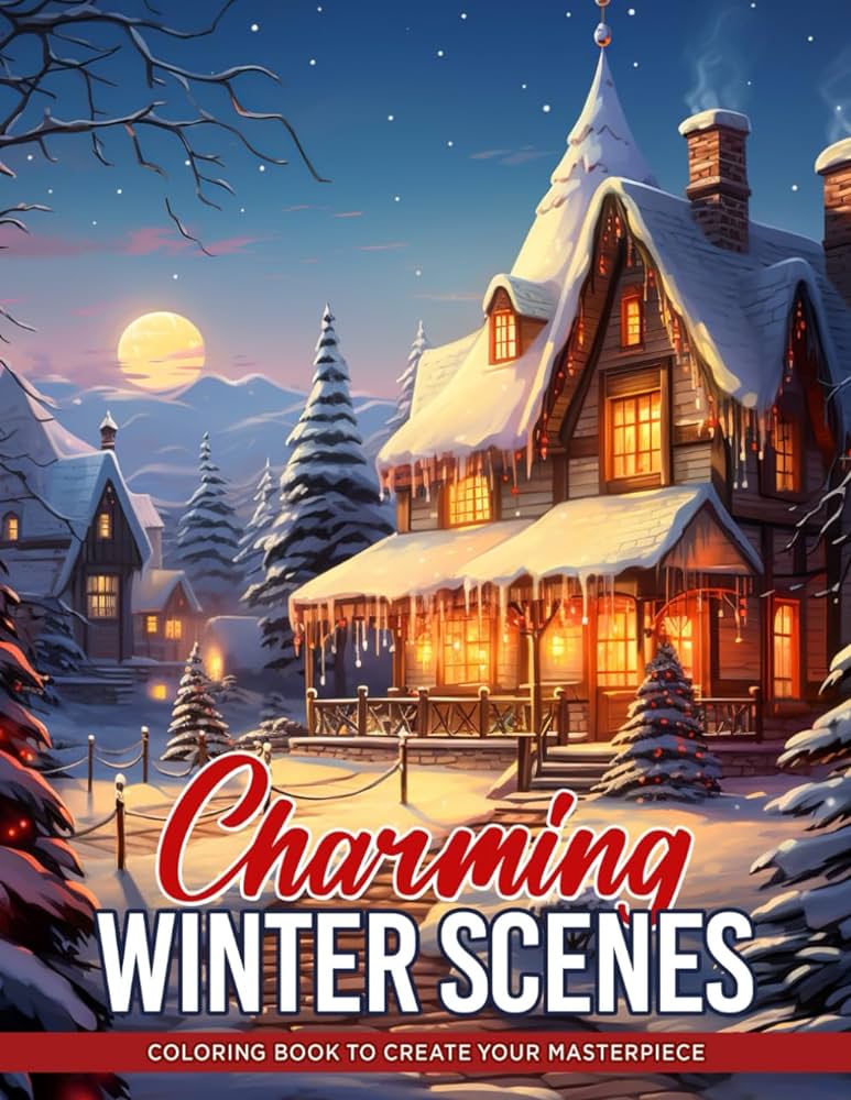 Charming winter scenes coloring book collection of charming winter scenes beautiful landscapes and adorable snowmen christmas coloring pages for adults moore michael books