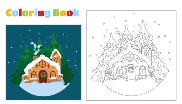 Thousand coloring book winter scene royalty