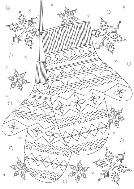 Winter scene coloring page stock photos pictures royalty