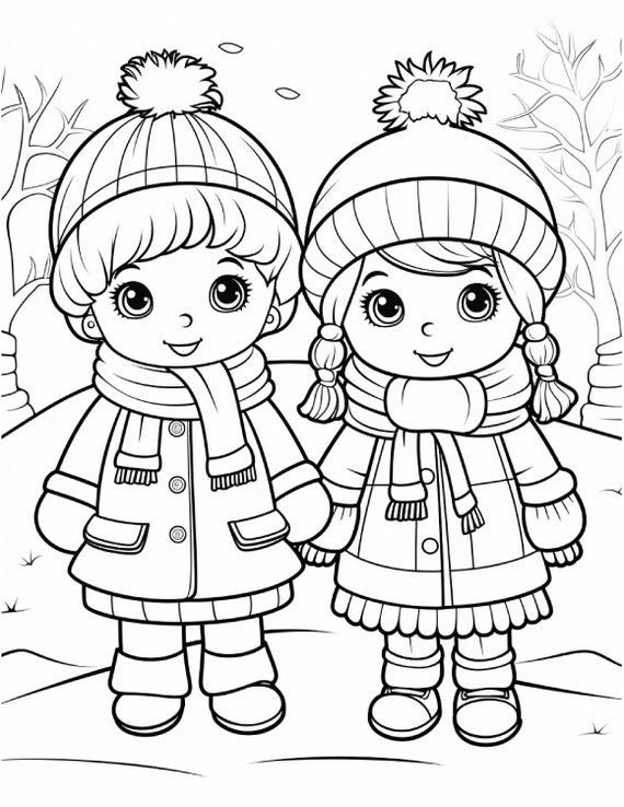 Cute winter coloring pages kids pages adult and kid coloring pages printable digital instant download pdf best selling item popular download now