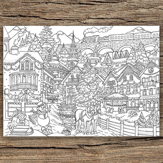 Winter wonderland printable adult coloring page from favoreads coloring book page for adults and kids coloring sheets coloring designs