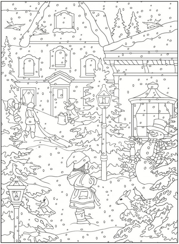 Freebie winter coloring pages â