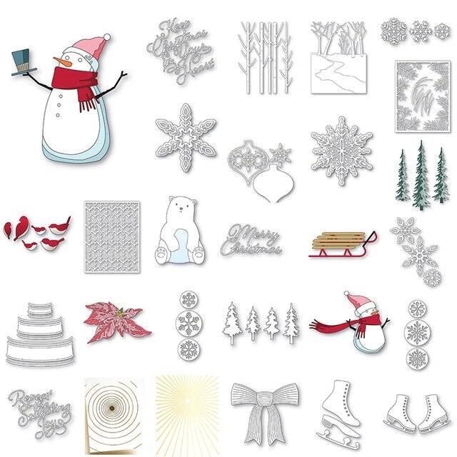 Metal cutting die vocabulary chritma winter nowman acceorie crapbook diary album paper template emboing card