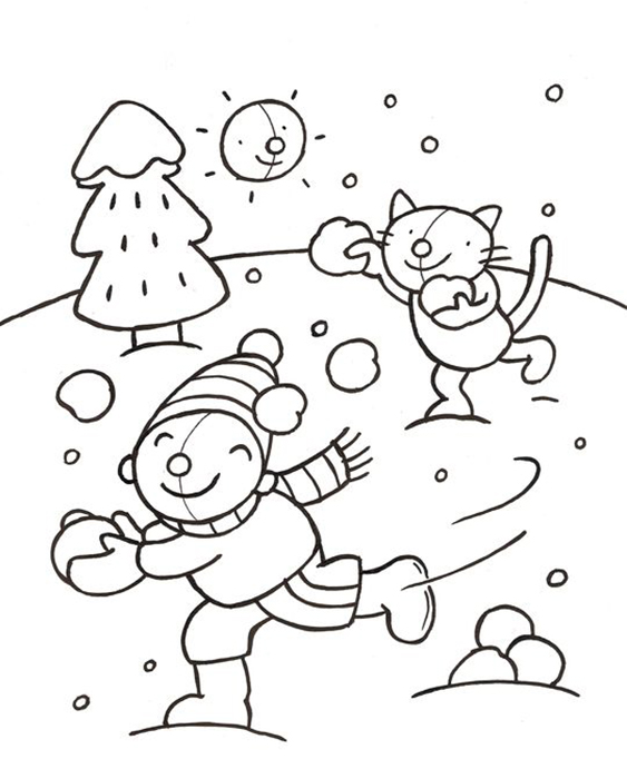 Free easy to print snow coloring pages