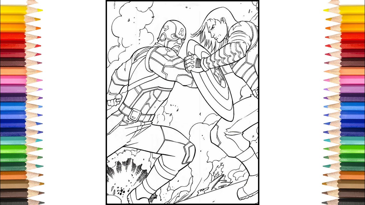 Captain america vs winter soldier coloring pages first captain met old friend coloring pages