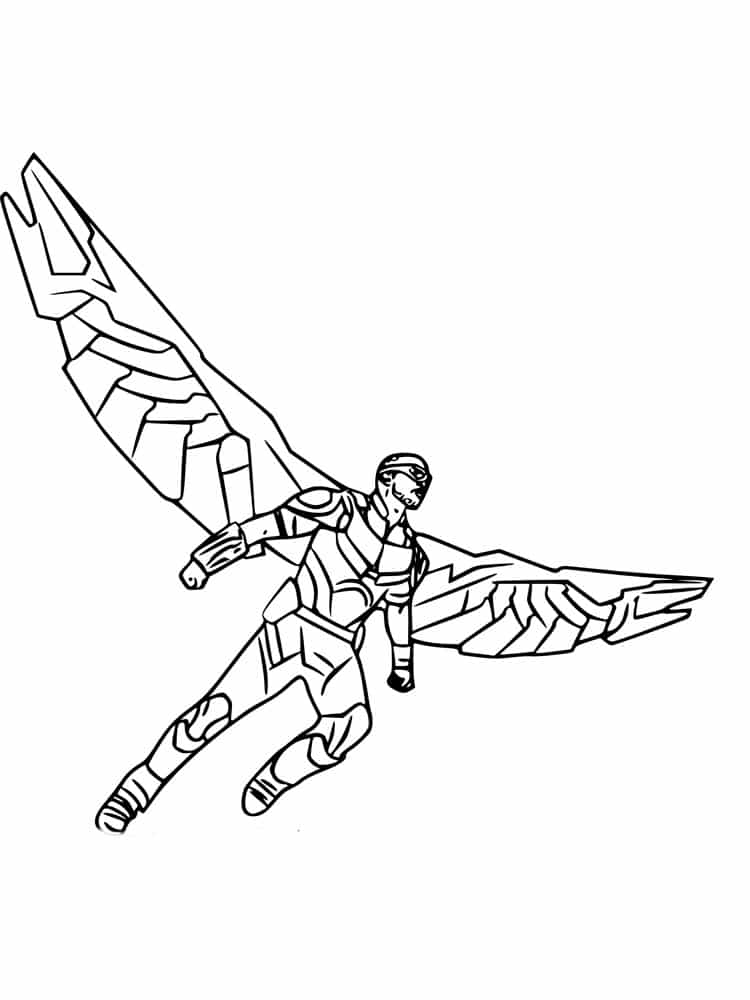 Character with large wings coloring page